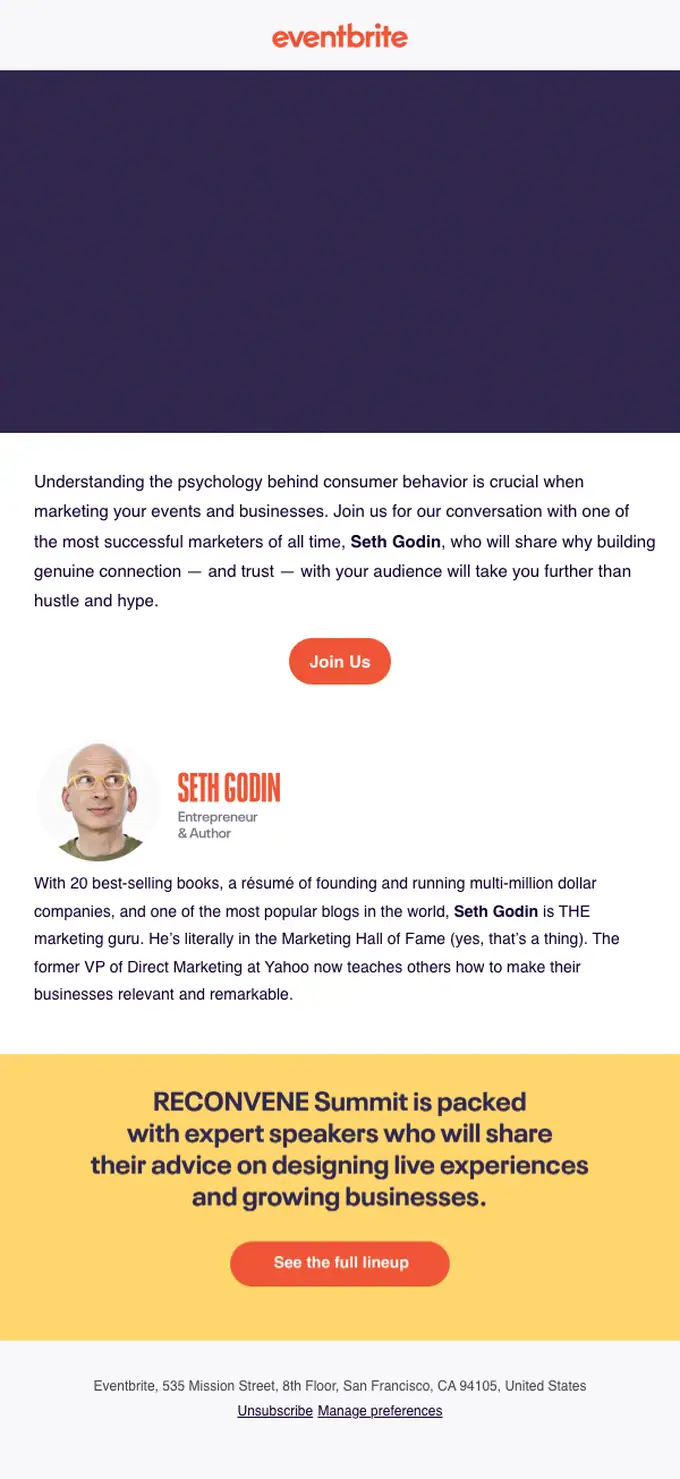 Eventbrite webinar email, full length