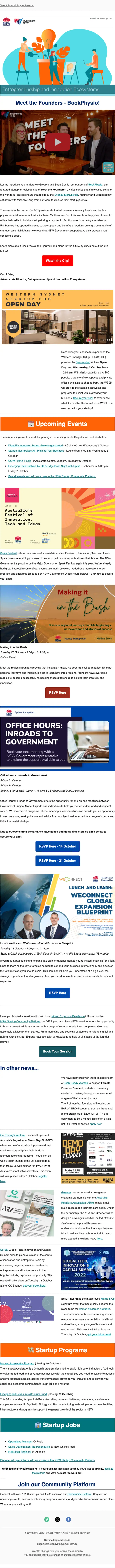 Entrepreneurship and Innovation Ecosystems newsletter email, full length