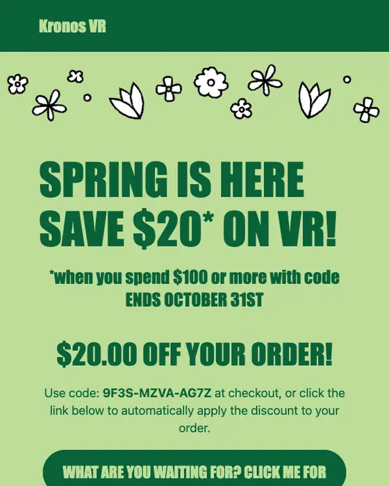 Kronos VR discount offer email