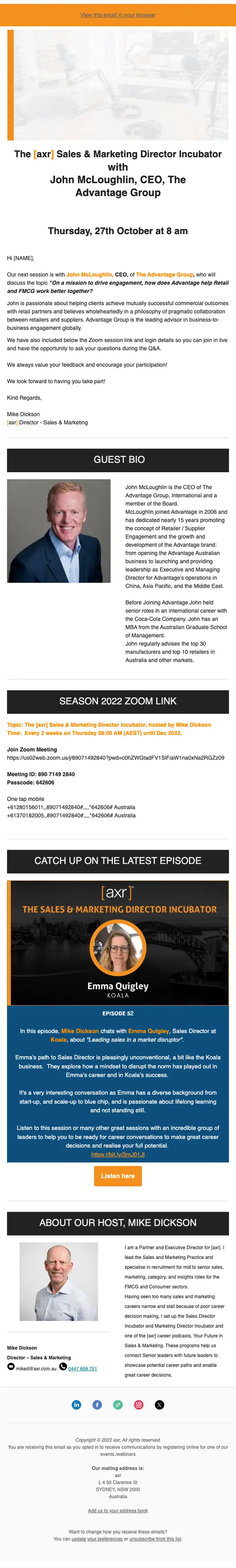 axr Recruitment & Search event invite email, full length