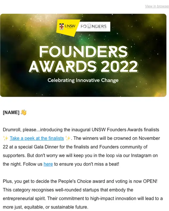 UNSW Founders event invite email
