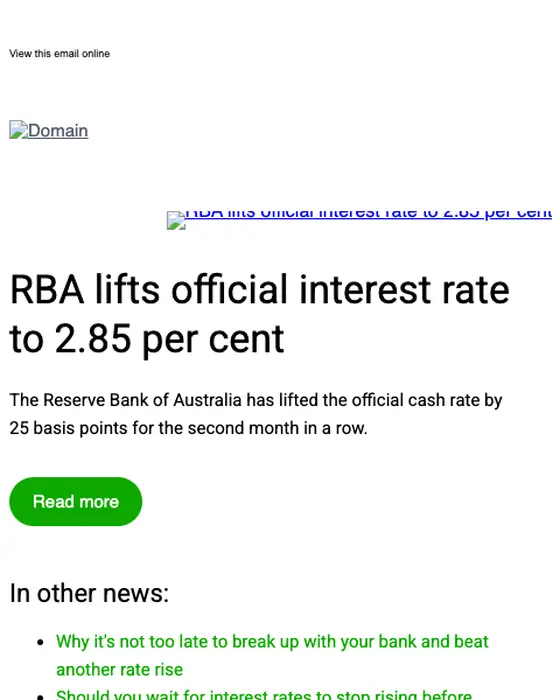 Domain Announcements email