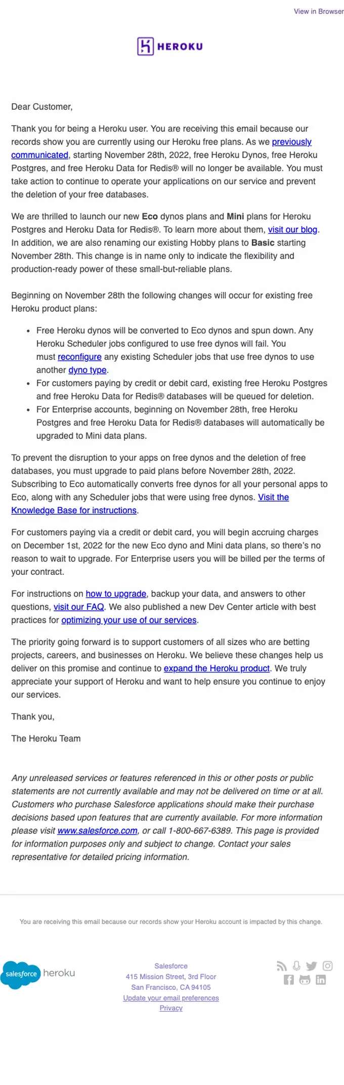 Heroku expiration notice email, full length