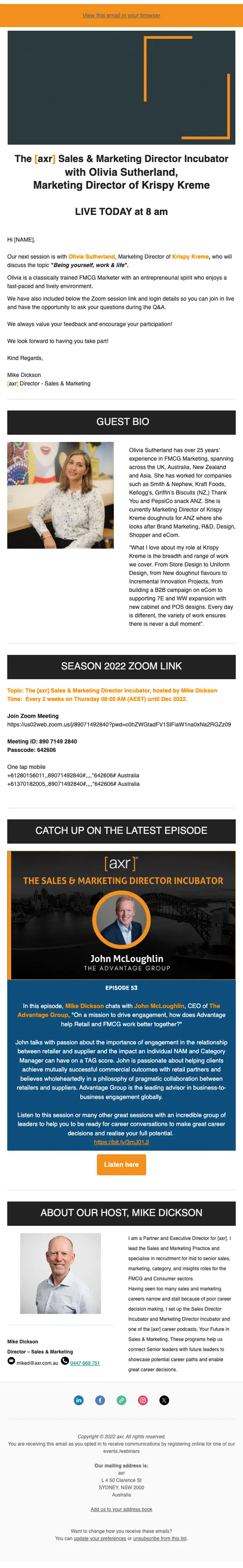 axr Recruitment & Search event invite email, full length