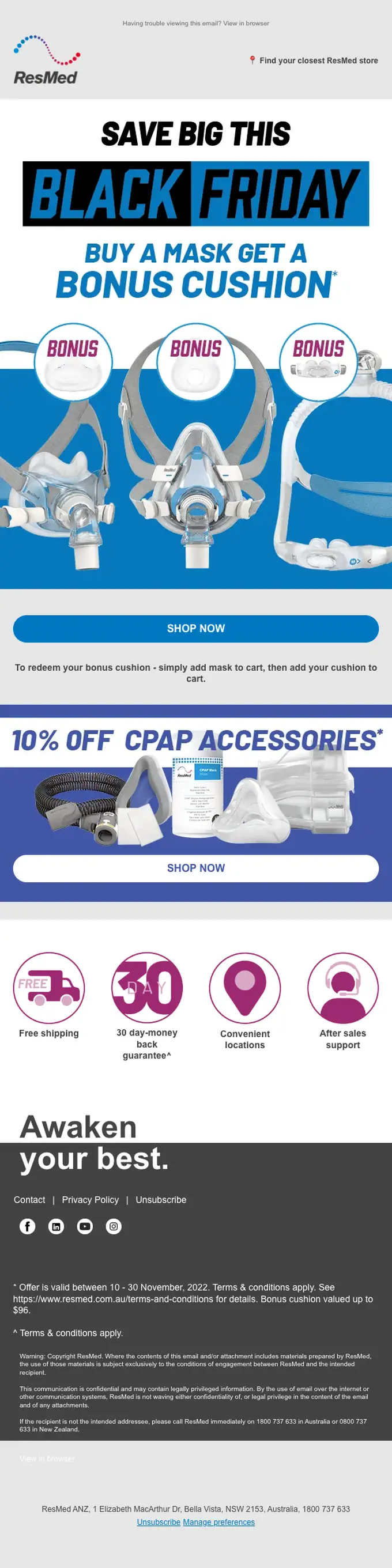 ResMed sale email, full length