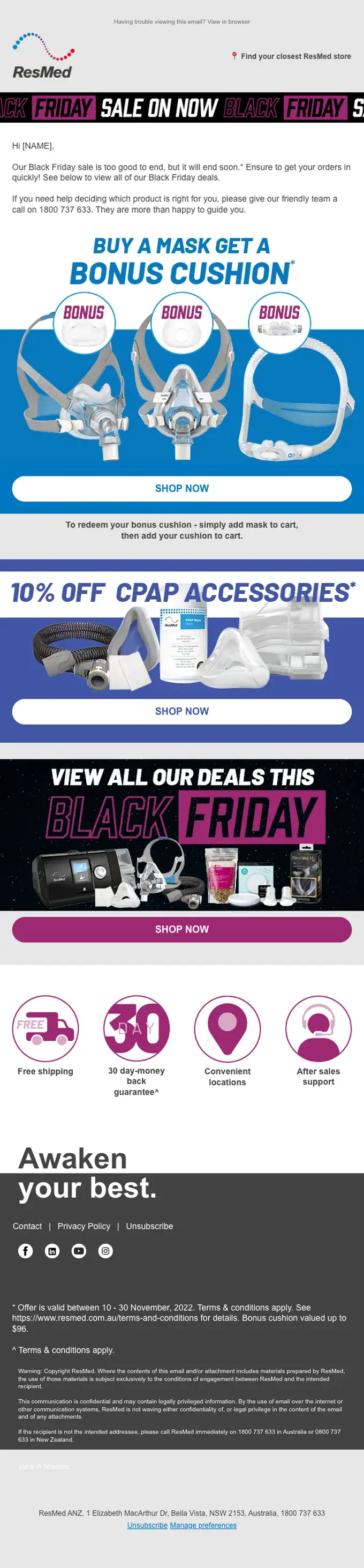ResMed sale email, full length