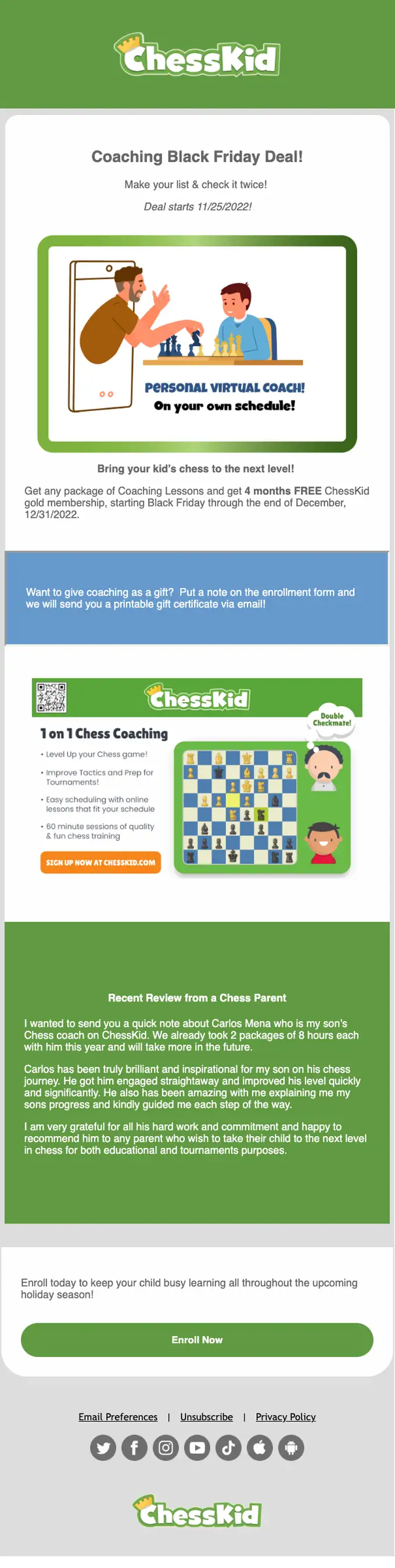 ChessKid promotional email, full length