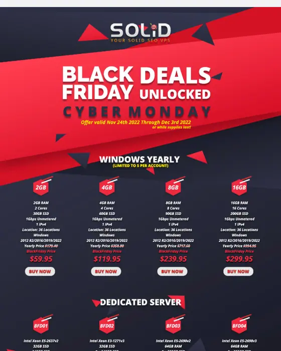 SolidSeoVPS Cyber Monday email