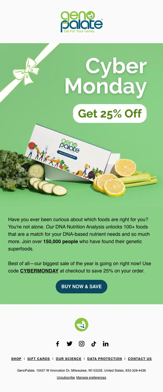 GenoPalate promotional email, full length