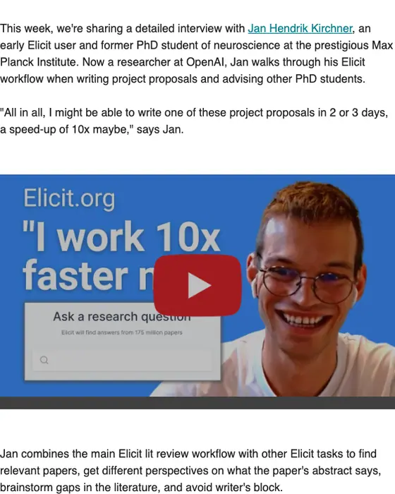 Elicit newsletter email