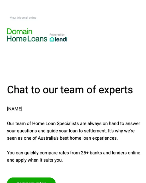 Domain Home Loans re engagement email