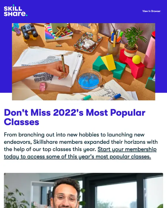 Skillshare promotional email