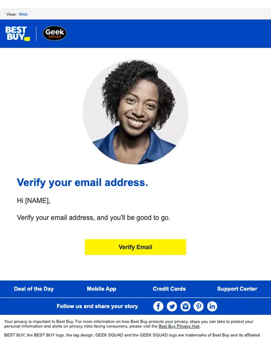 Best Buy email verification email