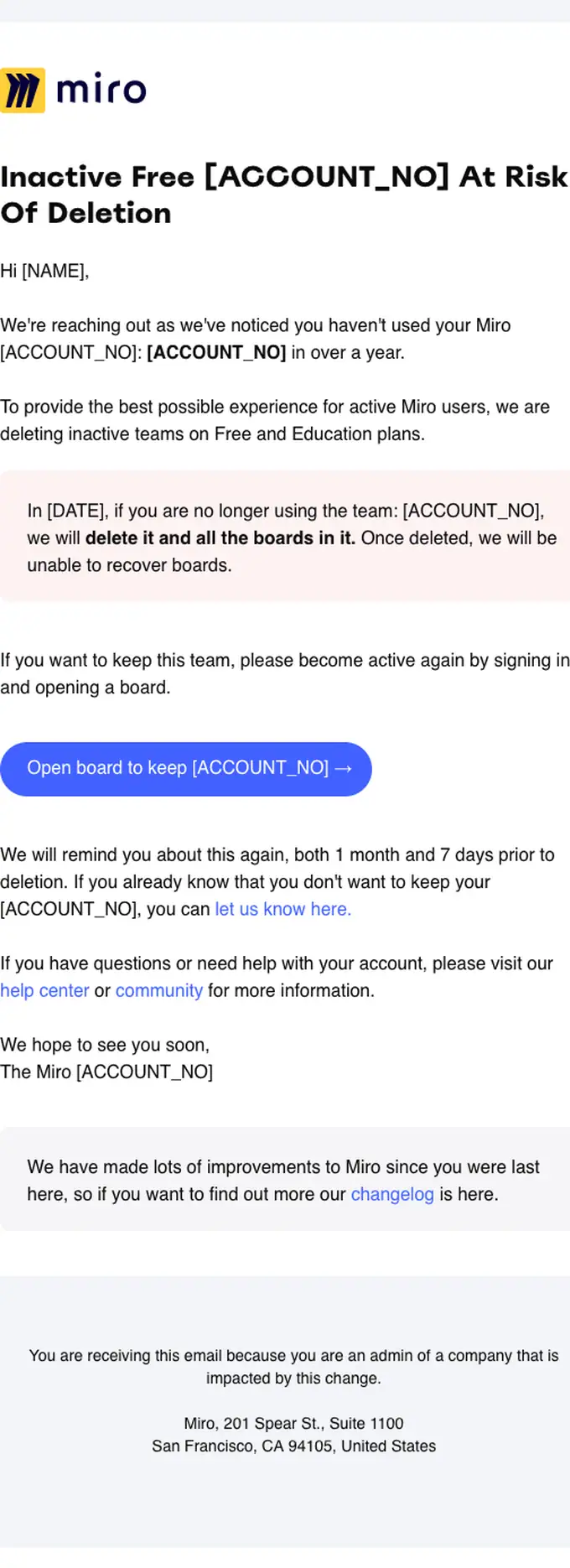 Miro expiration notice email, full length