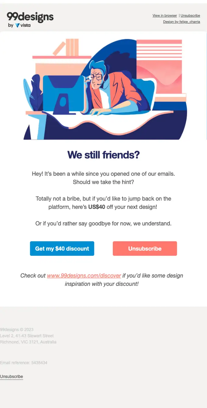 99designs by Vista re engagement email, full length