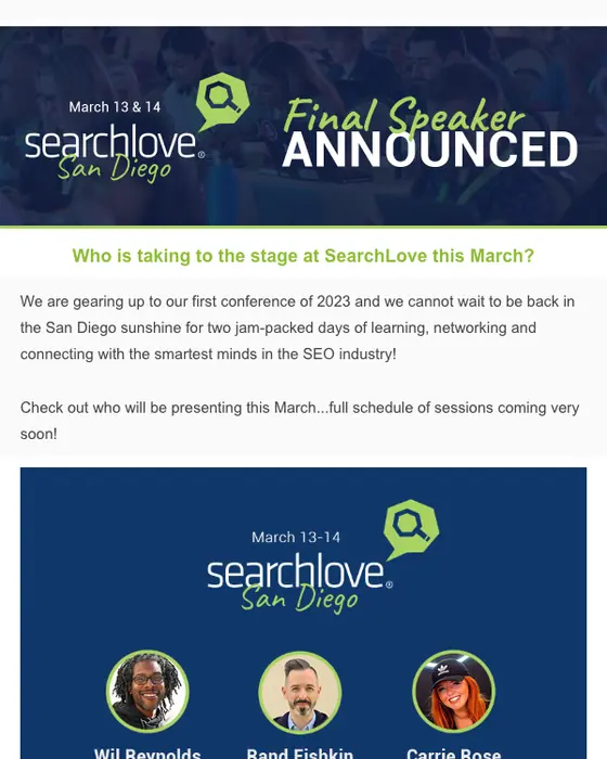 SearchLove event invite email