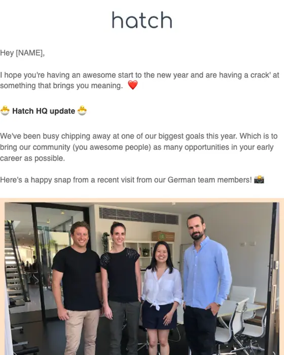 Hatch newsletter email