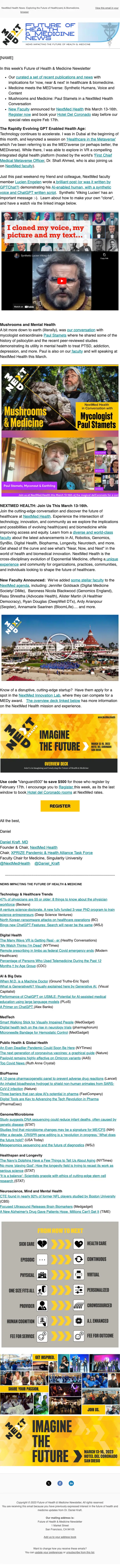NextMed Health newsletter email, full length