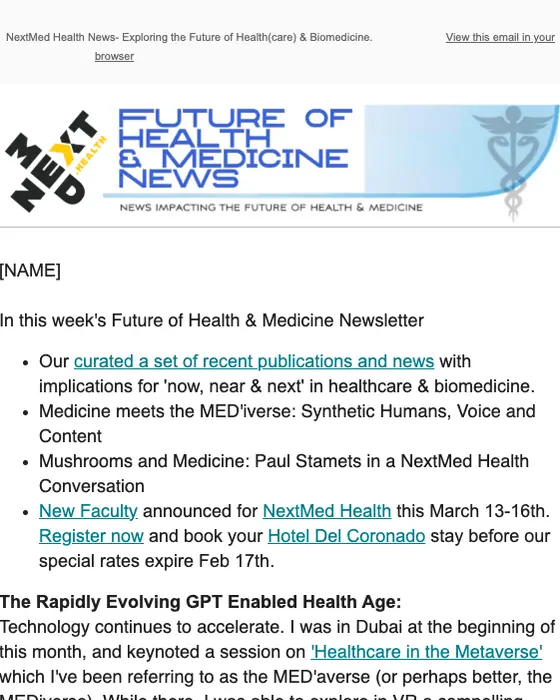 NextMed Health newsletter email