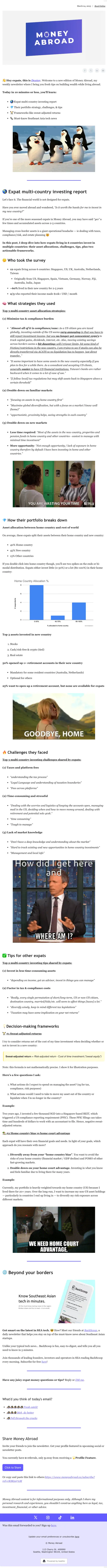 Money Abroad newsletter email, full length