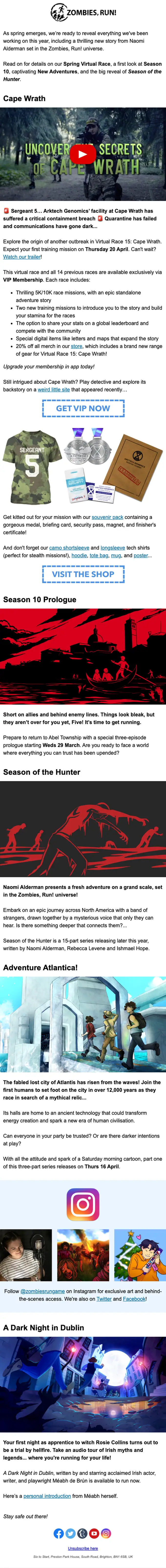 Zombies, Run! promotional email, full length