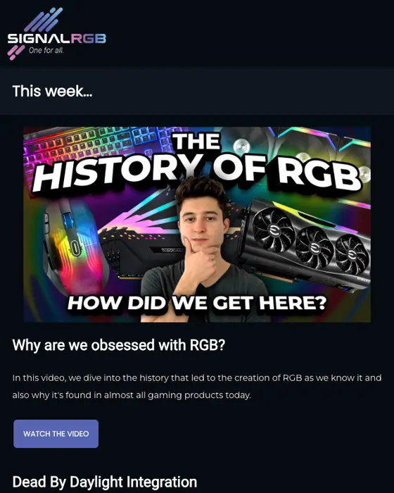 SignalRGB newsletter email