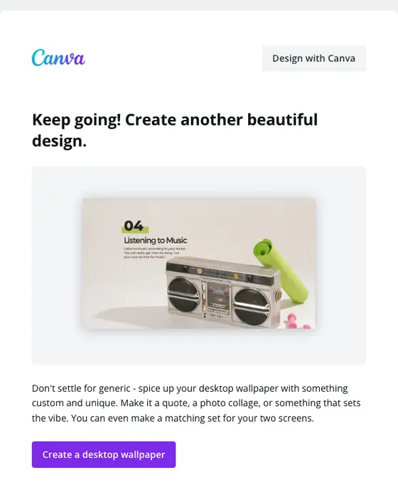 Canva re engagement email