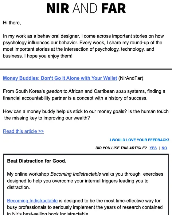 Nir Eyal newsletter email