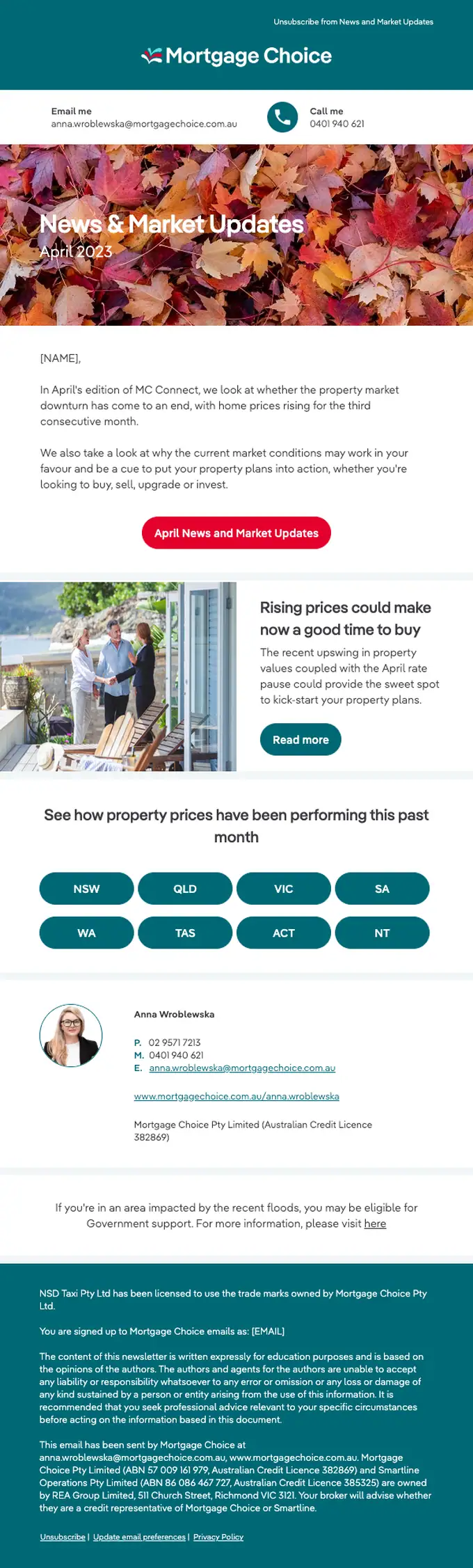 Mortgage Choice newsletter email, full length