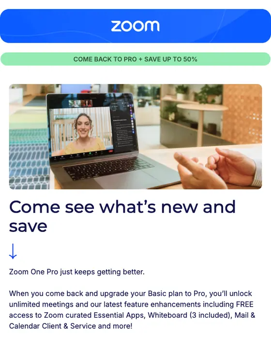 Zoom discount offer email