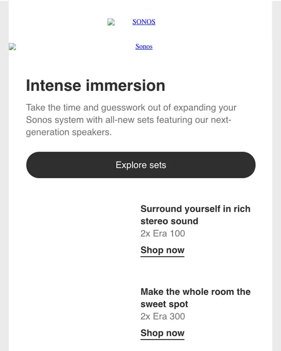 Sonos product launch email