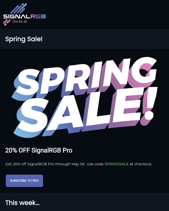 SignalRGB promotional email