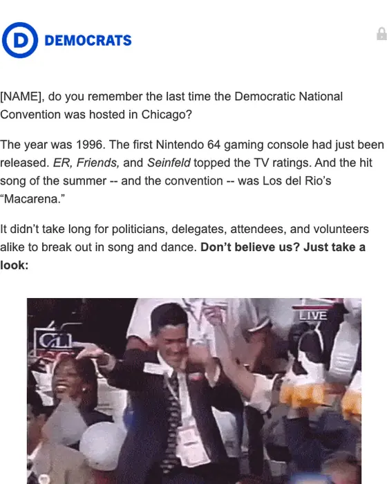 2024 Democratic Convention promotional email