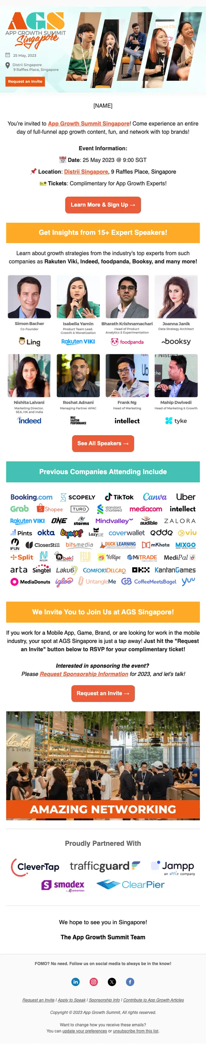 App Growth Summit event invite email, full length