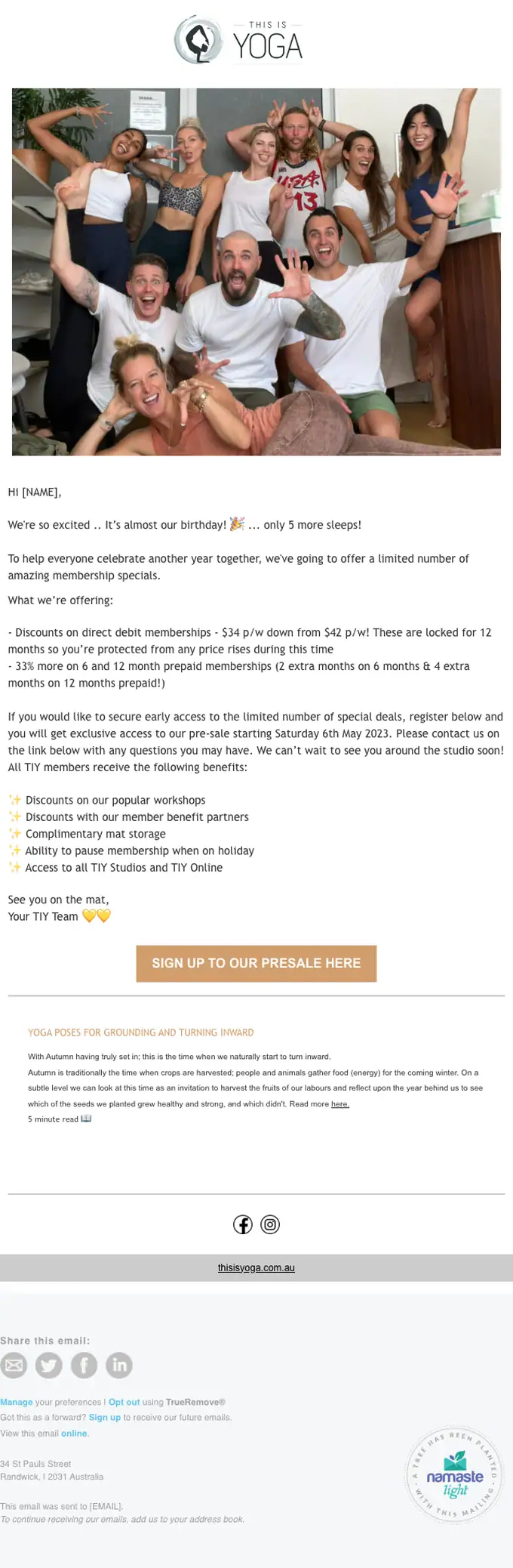This Is Yoga sale email, full length