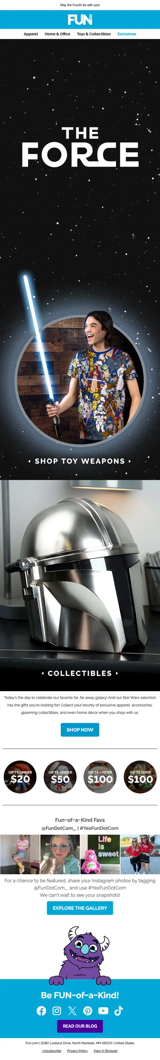 Fun.com seasonal email, full length