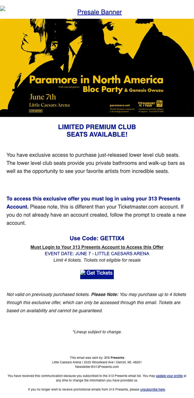 313 Presents promotional email, full length