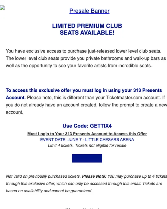 313 Presents promotional email