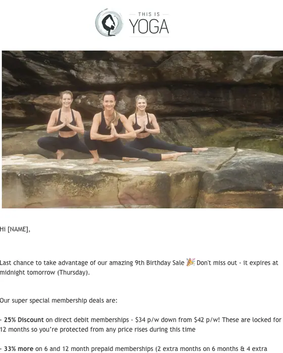 This Is Yoga sale email