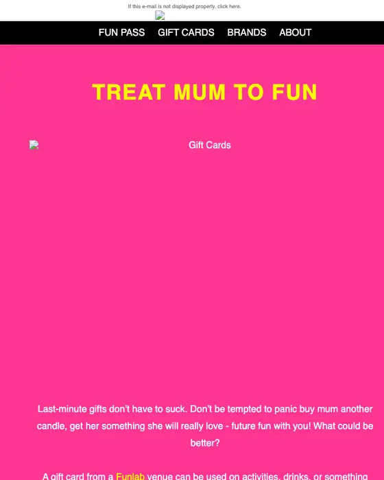 Funlab promotional email