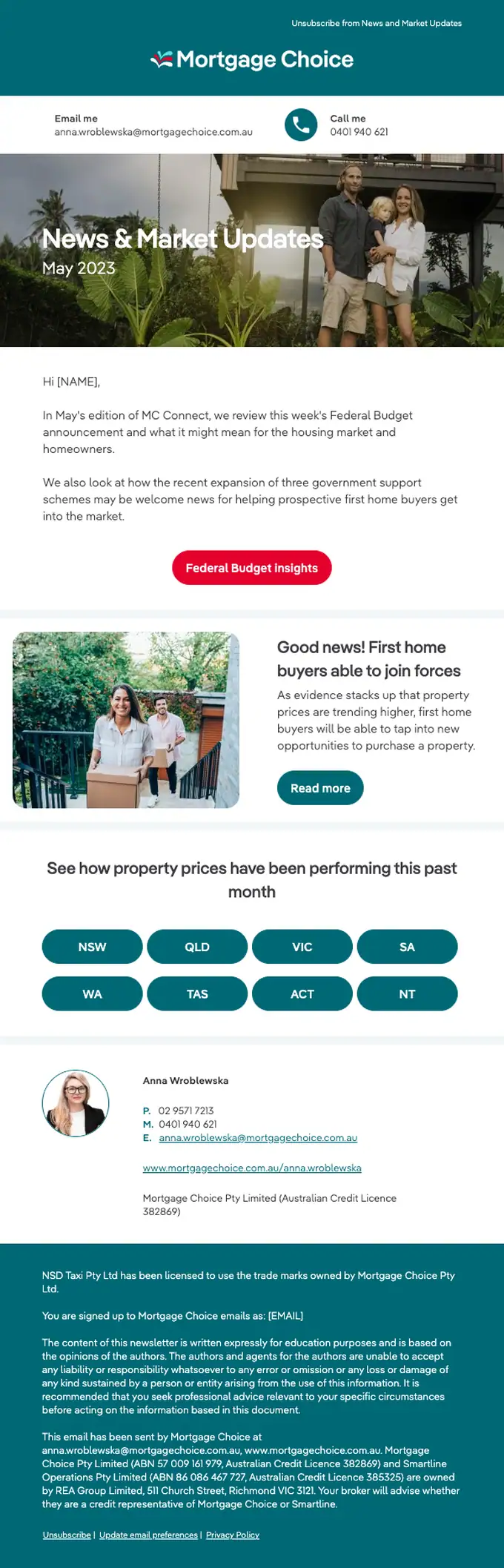 Mortgage Choice newsletter email, full length