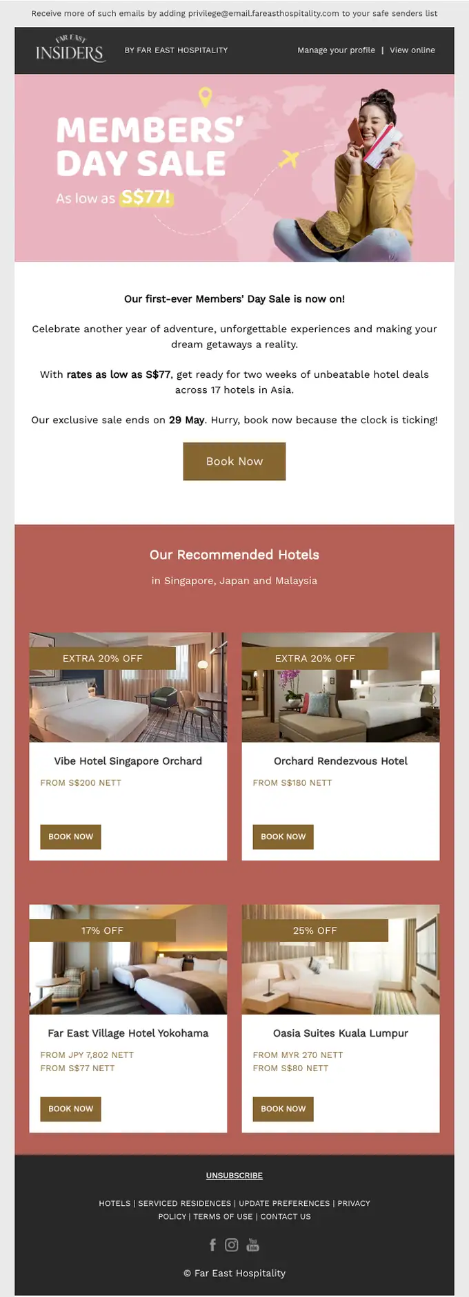 Far East Insiders by Far East Hospitality sale email, full length