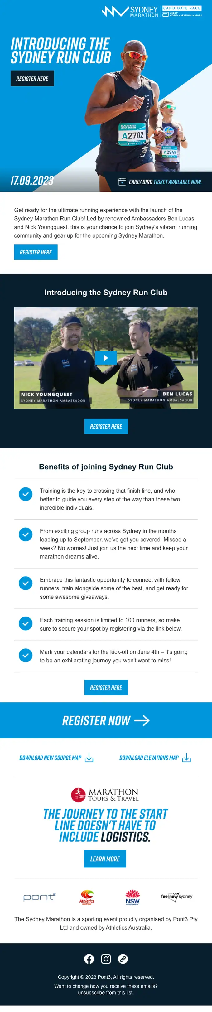 Sydney Marathon promotional email, full length