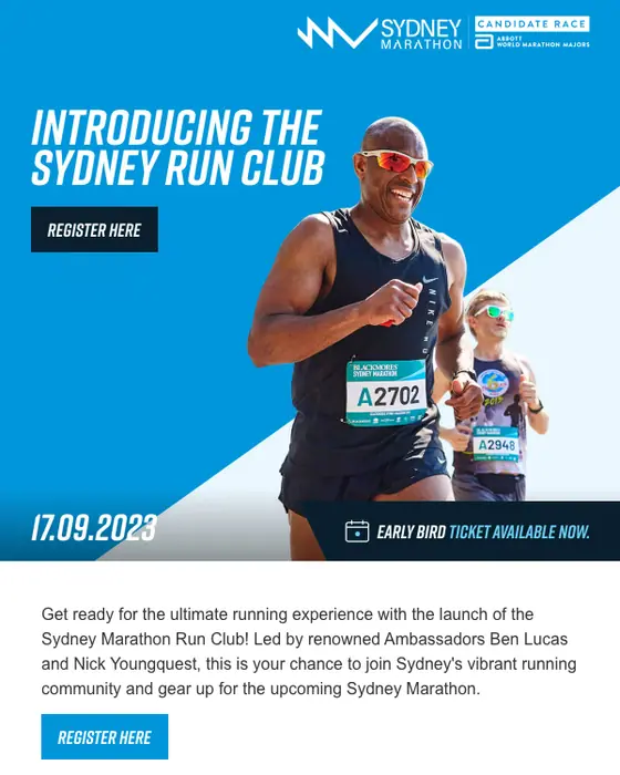 Sydney Marathon promotional email