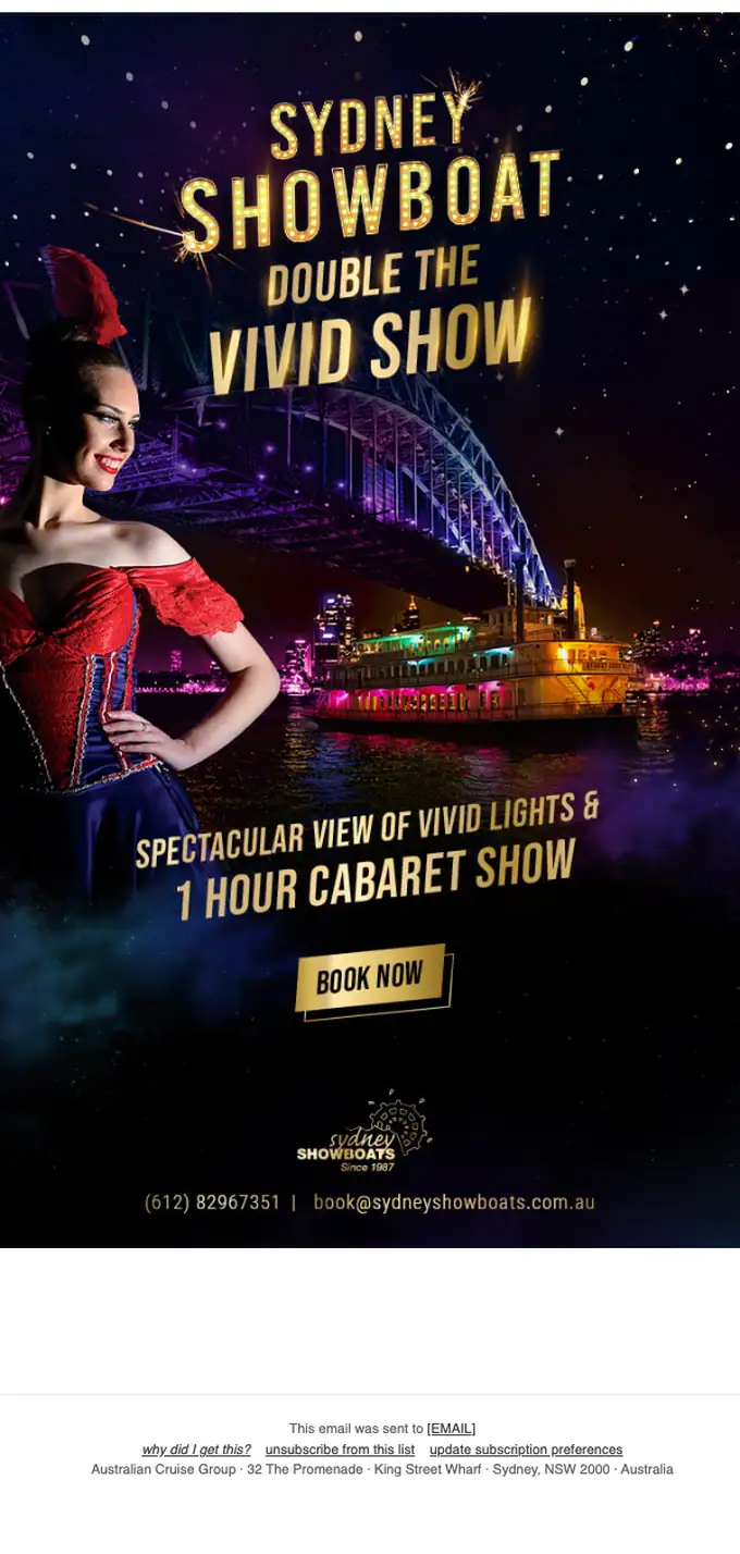 Australian Cruise Group promotional email, full length
