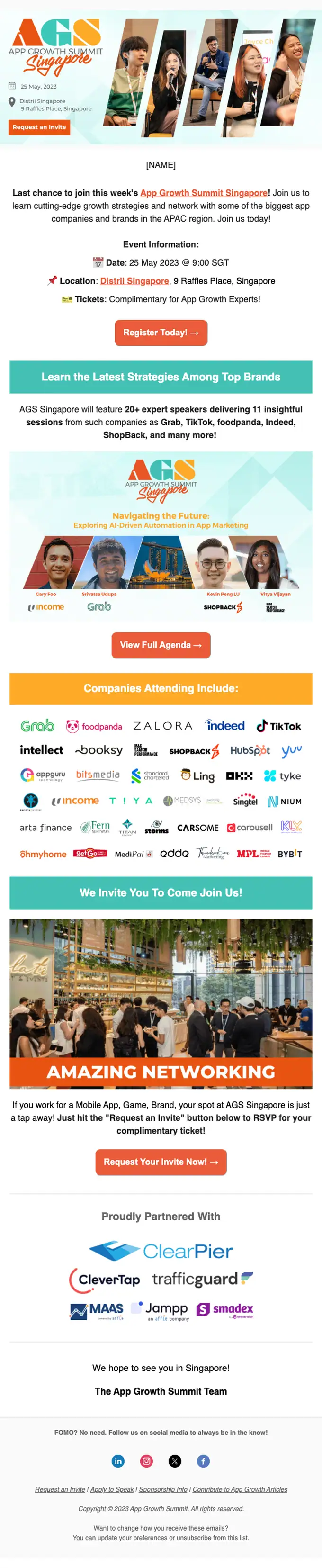 App Growth Summit event invite email, full length