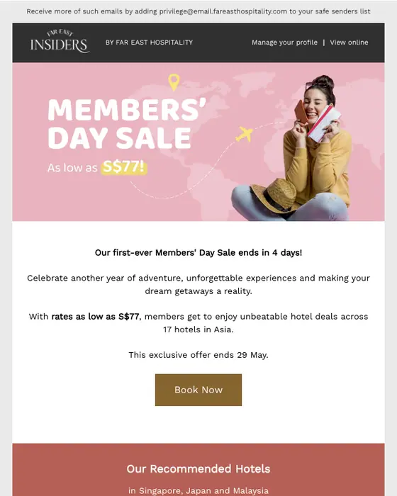 Far East Insiders by Far East Hospitality promotional email