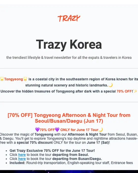 Trazy promotional email