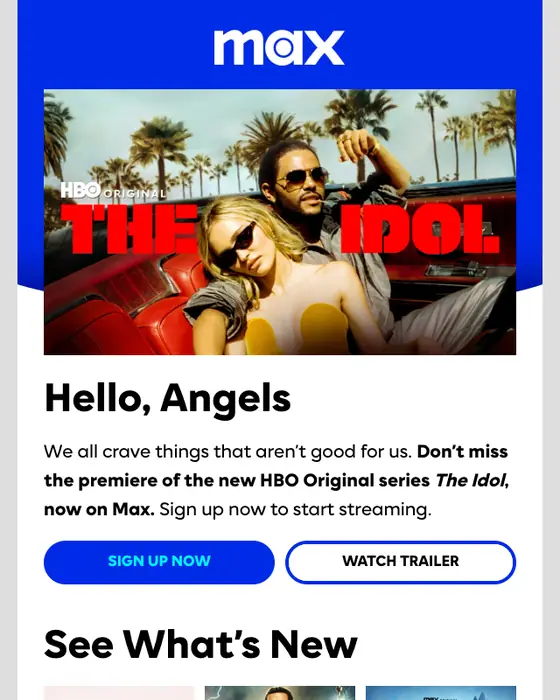 Max product launch email: Series Premiere: The Idol