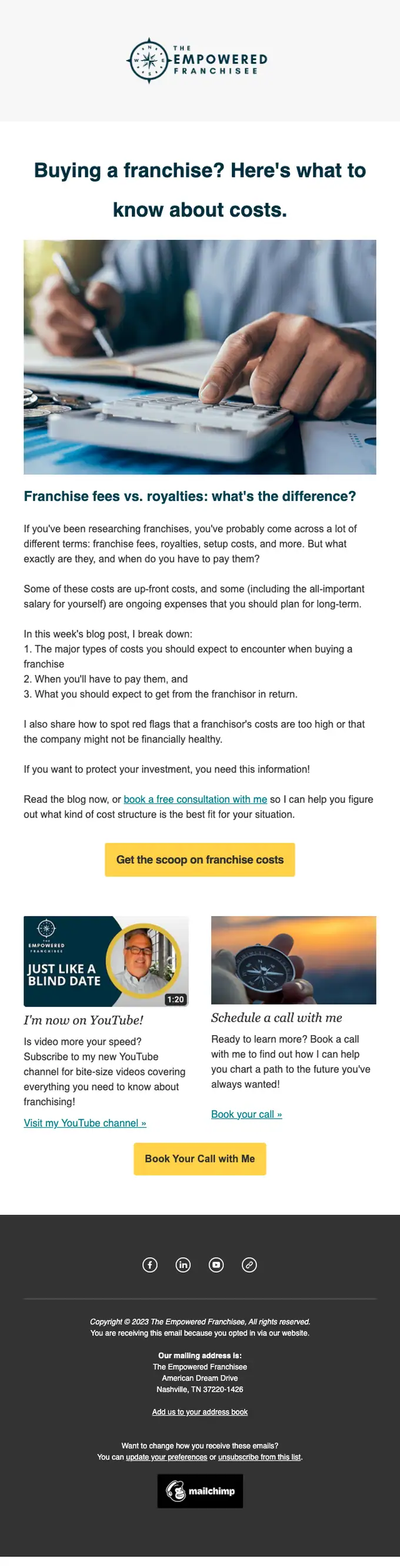 The Empowered Franchisee newsletter email, full length